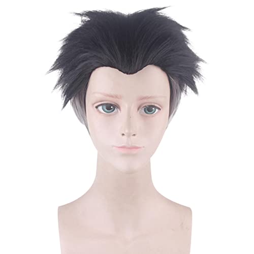 Anime :Kimetsu No Yaiba Gyomei Himejima Cosplay Wig Stone Hashira Black Gray Gradient Short Hair Synthetic Men von RUIRUICOS