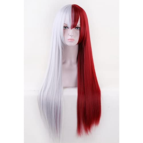 Anime Boku no Hero Academia Todoroki Shoto Cosplay Costume Wig Men Women Synthetic Hair Wigs + Wig Cap OneSize longwig von RUIRUICOS