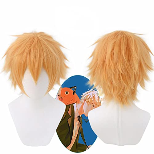 Anime Chainsaw Man Denji Cosplay Wig Golden Blonde Short Wig Heat-resistant Fiber Hair + Wig Cap Halloween Accessories von RUIRUICOS