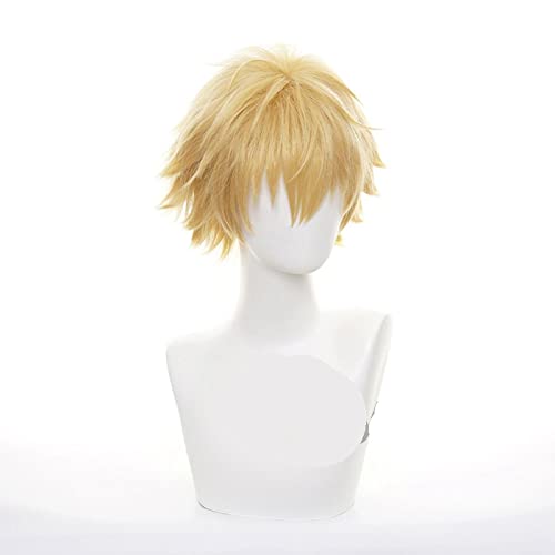 Anime Chainsaw Man Denji Cosplay Wig Golden Short Wig Heat-resistant Fiber Hair Party Role Play Men + Wig Cap von RUIRUICOS