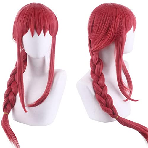 Anime Chainsaw Man Makima Long Red Braiding Cosplay Wig Synthetic Hair Halloween Costume Party Wigs For Men von RUIRUICOS