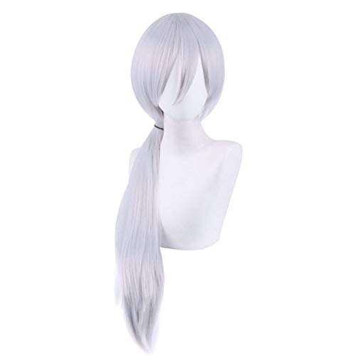 Anime Chainsaw Man Quanxi Cosplay Silver White Wig with Long PonytailHeat-resistant Fiber Hair Wig Cap Halloween Party von RUIRUICOS