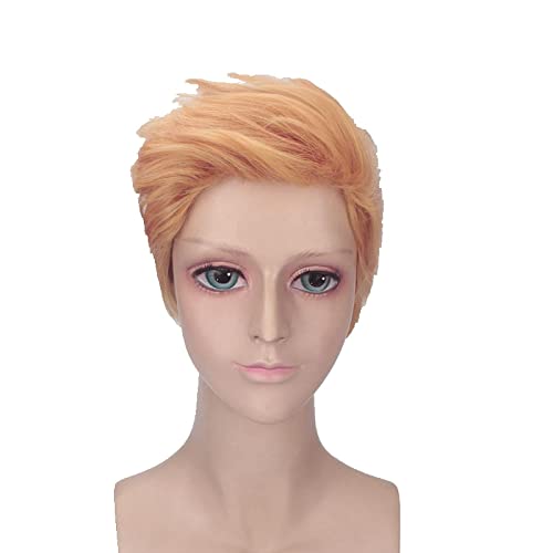 Anime Cosplay Wig Short Golden Orange President Donald Synthetic Hair Trump Wigs For Men High Temperature Fiber von RUIRUICOS