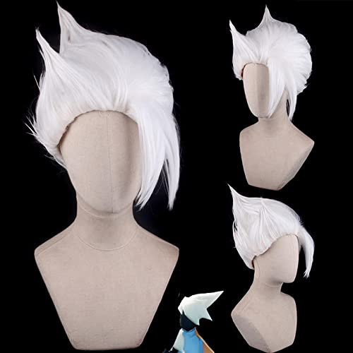 Anime Game Hatake Kakashi White Cosplay Wig Synthetic Hair Halloween Costume Party Play Wigs OneSize white9 von RUIRUICOS