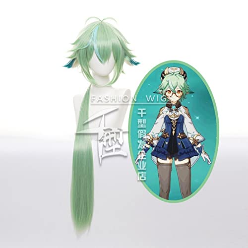 Anime Game Project Sugar Green Ombre Long Cosplay Wig Synthetic Hair Halloween Party Wigs Perruque von RUIRUICOS