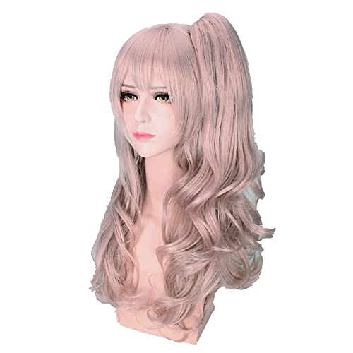 Anime Girls Frontline Cosplay Wig Synthetic Hair Ump45 UMP9 Halloween Costume Wavy Long Pink Ponytail Wig + Cap von RUIRUICOS