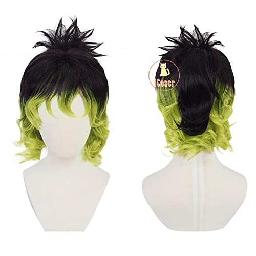 Anime Gyutaro Shabana Cosplay Wig Black Green Hair Kimetsu No Yaiba Entertainment District Arc Daki Brother Party von RUIRUICOS