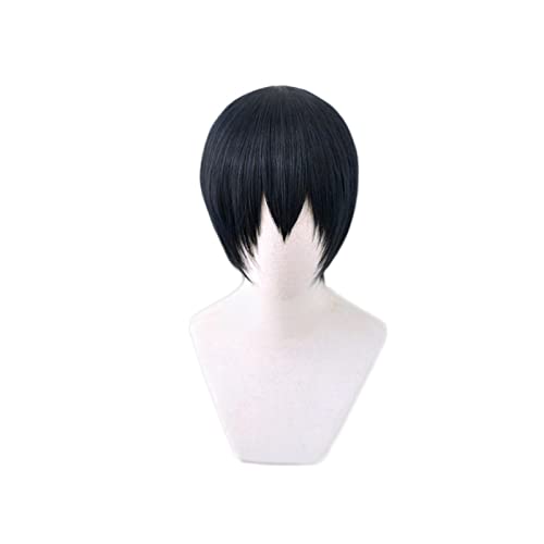 Anime Haikyuu!! Kageyama Tobio Cosplay Short Black Dark Blue Wig Haikyu Heat-resistant Fiber Hair + Wig Cap Party Role Play Men von RUIRUICOS