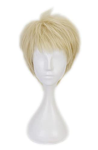 Anime Haikyuu!! Kei Tsukishima Cosplay Short Light Blonde Wig Haikyu Heat-resistant Fiber Hair + Wig Cap Party Role Play Men von RUIRUICOS