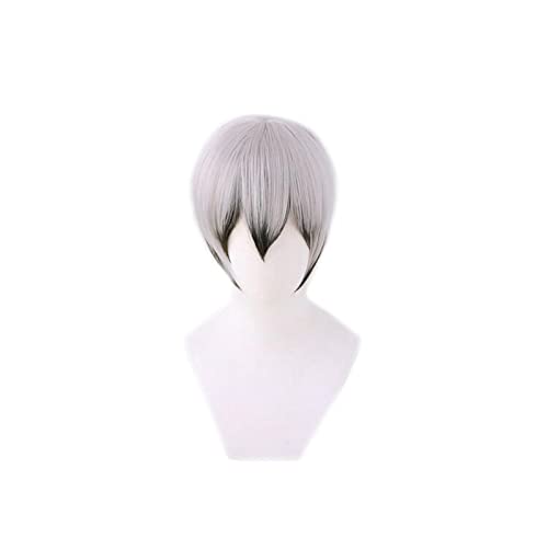 Anime Haikyuu!! Kita Shinsuke Cosplay Short Black Gray Wig Haikyu Heat-resistant Fiber Hair with Wig Cap Party Role Play von RUIRUICOS