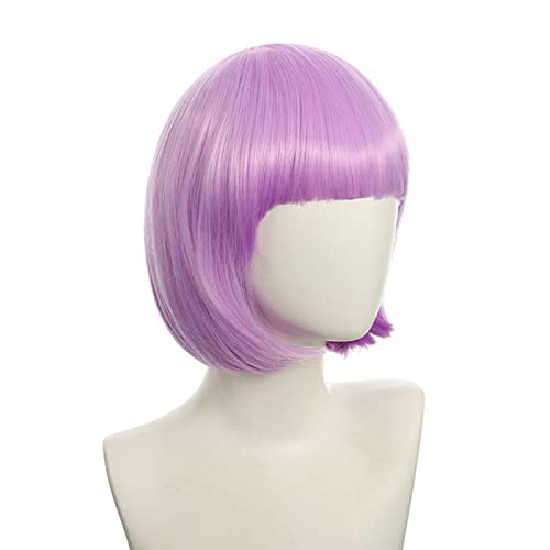 Anime Halloween Cosplay Wig Synthetic Hair Red Purple Black Blue Silver White Blonde Green Pink Short Bob Wigs For Women Peruca OneSize lightpurple von RUIRUICOS