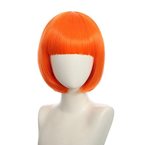 Anime Halloween Cosplay Wig Synthetic Hair Red Purple Black Blue Silver White Blonde Green Pink Short Bob Wigs For Women Peruca OneSize orange von RUIRUICOS