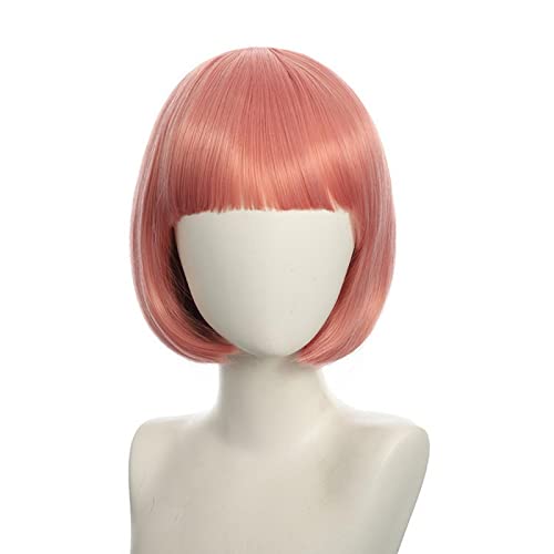 Anime Halloween Cosplay Wig Synthetic Hair Red Purple Black Blue Silver White Blonde Green Pink Short Bob Wigs For Women Peruca OneSize pink2 von RUIRUICOS