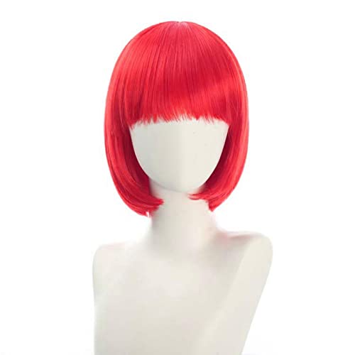 Anime Halloween Cosplay Wig Synthetic Hair Red Purple Black Blue Silver White Blonde Green Pink Short Bob Wigs For Women Peruca OneSize red von RUIRUICOS