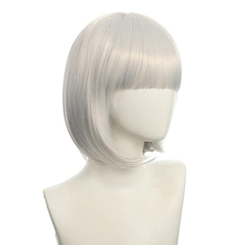 Anime Halloween Cosplay Wig Synthetic Hair Red Purple Black Blue Silver White Blonde Green Pink Short Bob Wigs For Women Peruca OneSize silver von RUIRUICOS