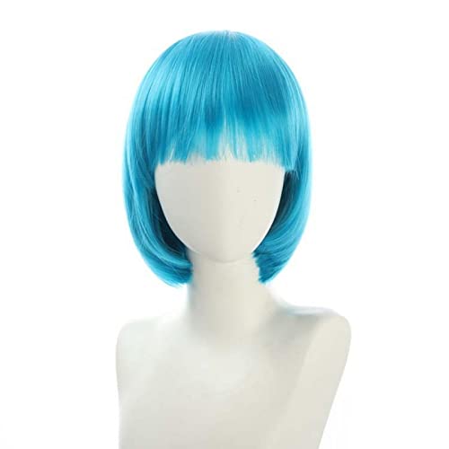 Anime Halloween Cosplay Wig Synthetic Hair Red Purple Black Blue Silver White Blonde Green Pink Short Bob Wigs For Women Peruca OneSize skyblue von RUIRUICOS