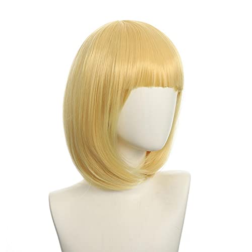 Anime Halloween Cosplay Wig Synthetic Hair Red Purple Black Blue Silver White Blonde Green Pink Short Bob Wigs For Women Peruca OneSize yellow von RUIRUICOS