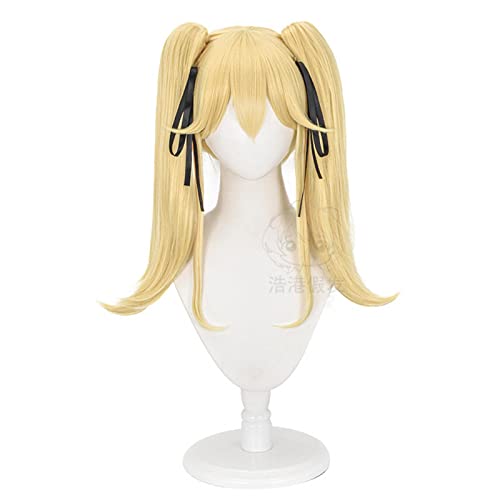 Anime Kakegurui Meari Saotome Cosplay Long Yellow Wigs with Hair Band Silk Ribbon Heat-resistant Fiber Hair + Wig Cap Party von RUIRUICOS