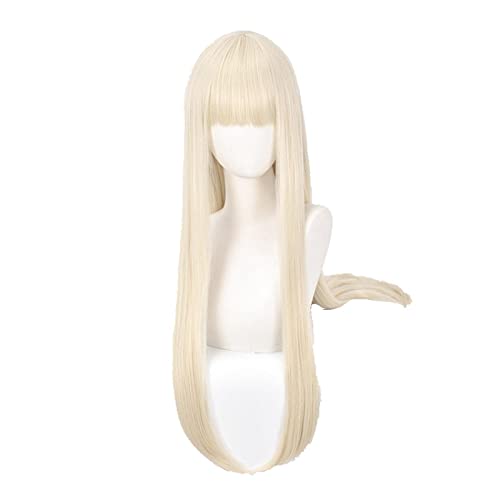 Anime Kakegurui Runa Yomozuki Cosplay Wig Long Light Blonde Hair with Bangs Heat Resistant Synthetic Hair for Girls + Wig Cap von RUIRUICOS