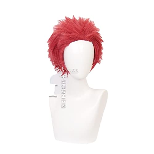 Anime Kimetsu no Yaiba Komaji Akaza Wig Cosplay Costume Red Short Heat Resistant Synthetic Hair Men Women Wigs von RUIRUICOS