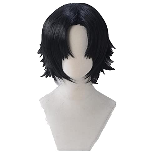 Anime Kuo lushilufelu Cosplay Short Black Wig Heat-resistant Fiber Hair + Wig Cap Halloween Party Men Women von RUIRUICOS