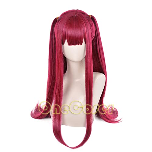 Anime My Dress-Up Darling Marin Kitagawa Little Devil Cosplay Wig Demon Dark Red Hair with Hairwear Accessories + Wig Cap von RUIRUICOS