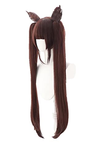 Anime NEKOPARA Chocola Cosplay Wig Chocolate Cat Ears Long Brown Heat-resistant Fiber Hair with Wig Cap Halloween Party Grils von RUIRUICOS