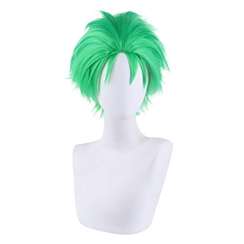 Anime ONE PIECE Roronoa Zoro Short Green Wig Cosplay Slicked Back Synthetic Hair Halloween Costume Adult Party Wigs For Men von RUIRUICOS