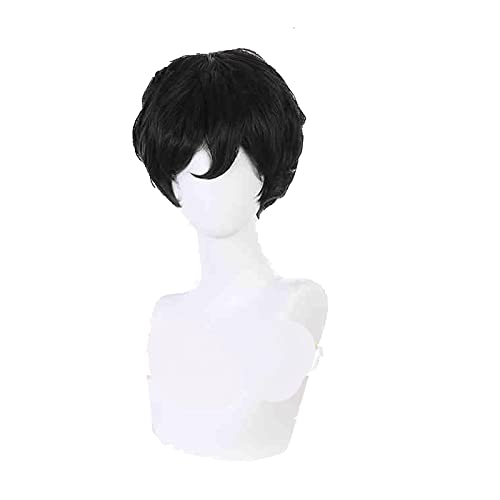 Anime Ousama Ranking Bojji Cosplay Wig Black Short Hair King Crown Heat Resistant Fiber Hair + Wig Cap Halloween Party Men von RUIRUICOS