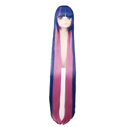 Anime Panty & Stocking with Garterbelt 120cm Long Straight Blue Pink Cosplay Wig for Women Costume Party Cartoon Universal von RUIRUICOS