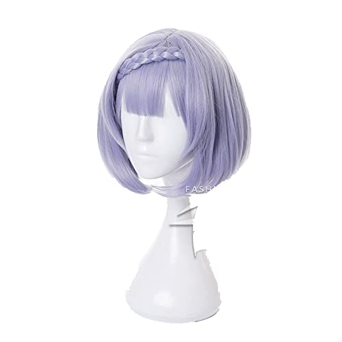 Anime Project Genshin Impact Noelle Purple Short Cosplay Wig Syntheti Hair Braiding Halloween Costume Party Wigs For Women von RUIRUICOS