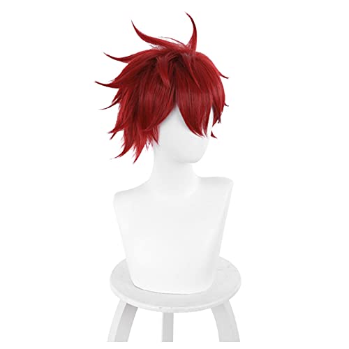 Anime SK8 the Infinity Reki Kyan Cosplay Wig SK Dark Red Short Wig Heat-resistant Fiber Hair + Wig Cap Carnival Party Role Play von RUIRUICOS