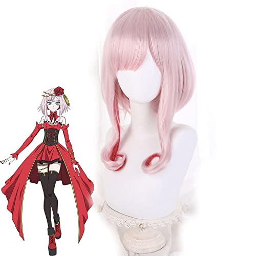 Anime Takt op. Destiny Cosplay Wig Destiny Pink Red Short Hair Heat Resistant Fiber Hair + Wig Cap Halloween von RUIRUICOS