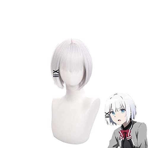 Anime The Detective Is Already Dead Siesta Cosplay Wig SilverShort Hair with Hairpins Heat Resistant Fiber Hair + Wig Cap von RUIRUICOS