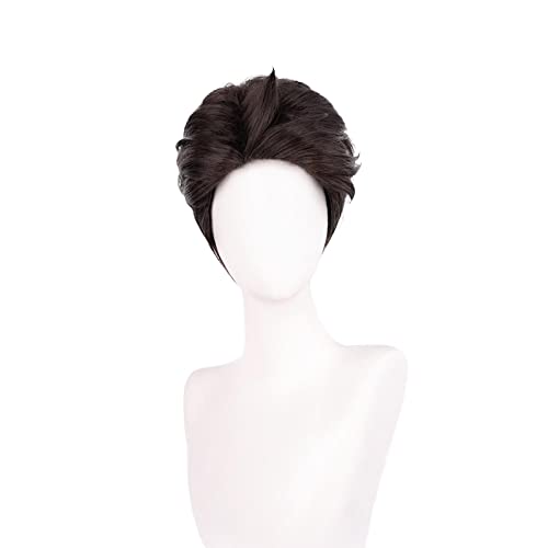 Anime The Way of the Househusband Tatsu Cosplay Wig Gokushufudo the Immortal Dragon Short Black Brown Wig Synthetic Hair Wig Cap von RUIRUICOS