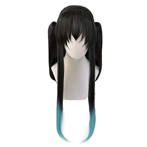 Anime Tokitou Muichirou Cosplay Wig Halloween Carnival Synthetic Adult Long Black Blue Ombre Hair Wigs For Party OneSize blackblue1 von RUIRUICOS