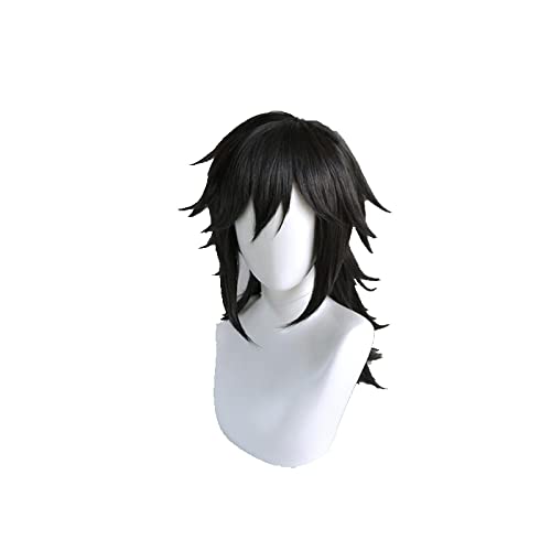 Anime Tomioka Giyuu Cosplay Black Wig Kimetsu no Yaiba Heat-resistant Fiber Hair + Wig Cap Party Men Women von RUIRUICOS