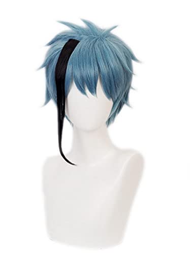 Anime Twisted Wonderland Short Blue Cosplay Wig Floyd Jade Leech Synthetic Hair Halloween Costume Party Wigs Men von RUIRUICOS