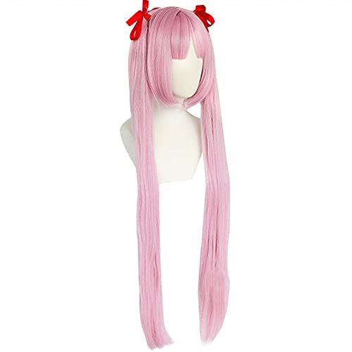 Anime Utsugi Kotoko Cosplay Pink Long Wig with Red Ribbon Hair Heat Resistant Synthetic+ Wig Cap Party Role Play von RUIRUICOS
