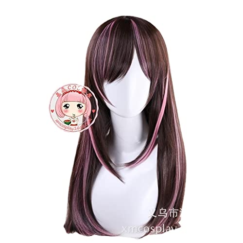 Anime VTuber Hoive Kizuna AI Wig Ponytail Cosplay Hello World Brown Highlights Long Straight Hair Idol Girls von RUIRUICOS