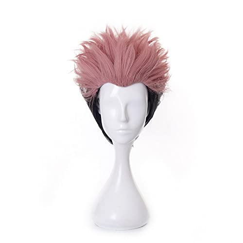 Anime Yuji Itadori Jujutsu Kaisen Pink Black Ombre Short Wig Cosplay Synthetic Hair Halloween Costume Party Wigs For Men Perucas OneSize pinkblackombre von RUIRUICOS