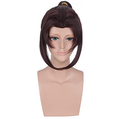 Arena Of Valor: 5v5 Arena Game Warrior Dark Brown Cosplay Wig With Ponytail Heat Resistant Synthetic Hair Wigs For Men von RUIRUICOS