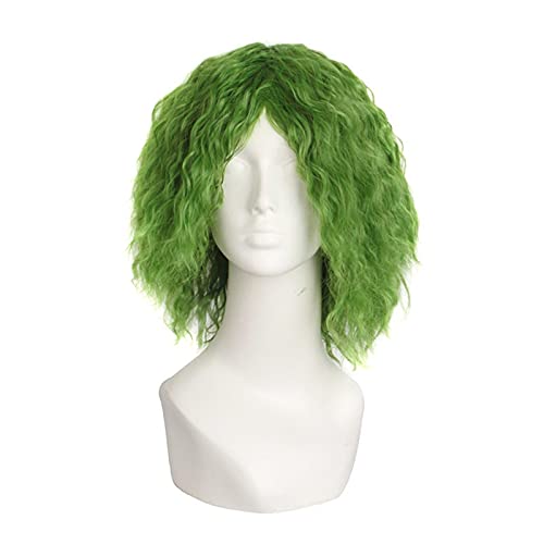 BatmanThe Dark Knight Comics Heath Ledger Joker Cosplay Wig Men Curly Green Heat Resistance Synthetic Hair Wigs+ Wig Cap von RUIRUICOS