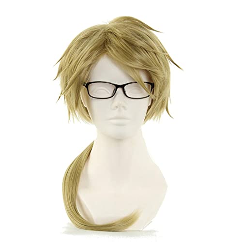 Bungo Stray Dogs Anime Doppo Kunikida Cosplay Wig with Glasses Heat-resistant Fiber Hair + Wig Cap Halloween Party Role Play von RUIRUICOS