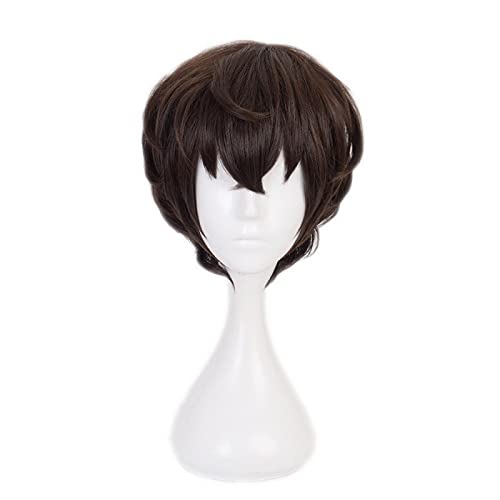 Bungo Stray Dogs Dazai Osamu Short Brown Cosplay Wig Men Adult Synthetic Hair Halloween Costume Party Wigs von RUIRUICOS