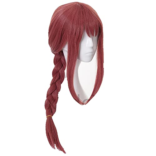 Chainsaw Man Cosplay Makima Long Braid Wig Christmas Rose Red Wig Cosplay Anime Cosplay Wigs Heat Resistant Synthetic Wigs von RUIRUICOS