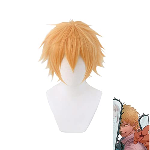 Chainsaw Man Denji Wig Cosplay Costume Golden Short Heat Resistant Synthetic Hair Halloween von RUIRUICOS