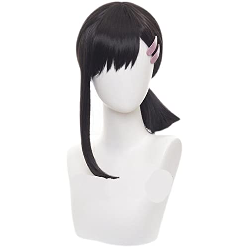 Chainsaw Man Higashiyama Kobeni Black Cosplay Wig Heat Resistant Fiber Hair with Hairpins Halloween Party Role Play + Wig Cap von RUIRUICOS