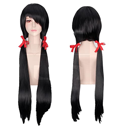 DATE A LIVE Tokisaki Kurumi Straight Long Black Cosplay Wig Ponytail Style Nightmare Halloween Costume Synthetic Wigs For Women von RUIRUICOS