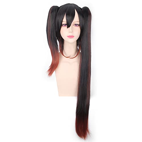 Date A Live Tokisaki Kurumi Cosplay Wig Long Hair Cosplay Anime Kurumi Black Mixed Color 120CM Women Halloween Headwear von RUIRUICOS